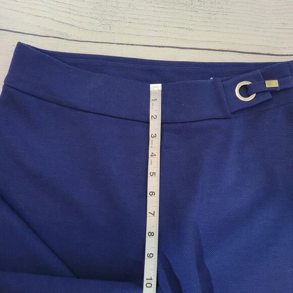 Chico's Size 1 US 8 Textured Trousers Straight Leg Thick Pants Royal Blue Work - Picture 5 of 9